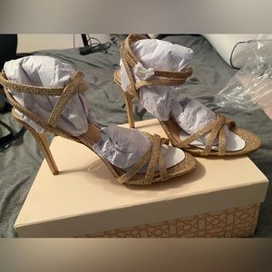 Jewel Badgley Mischka Gold/Amber Strappy Heels